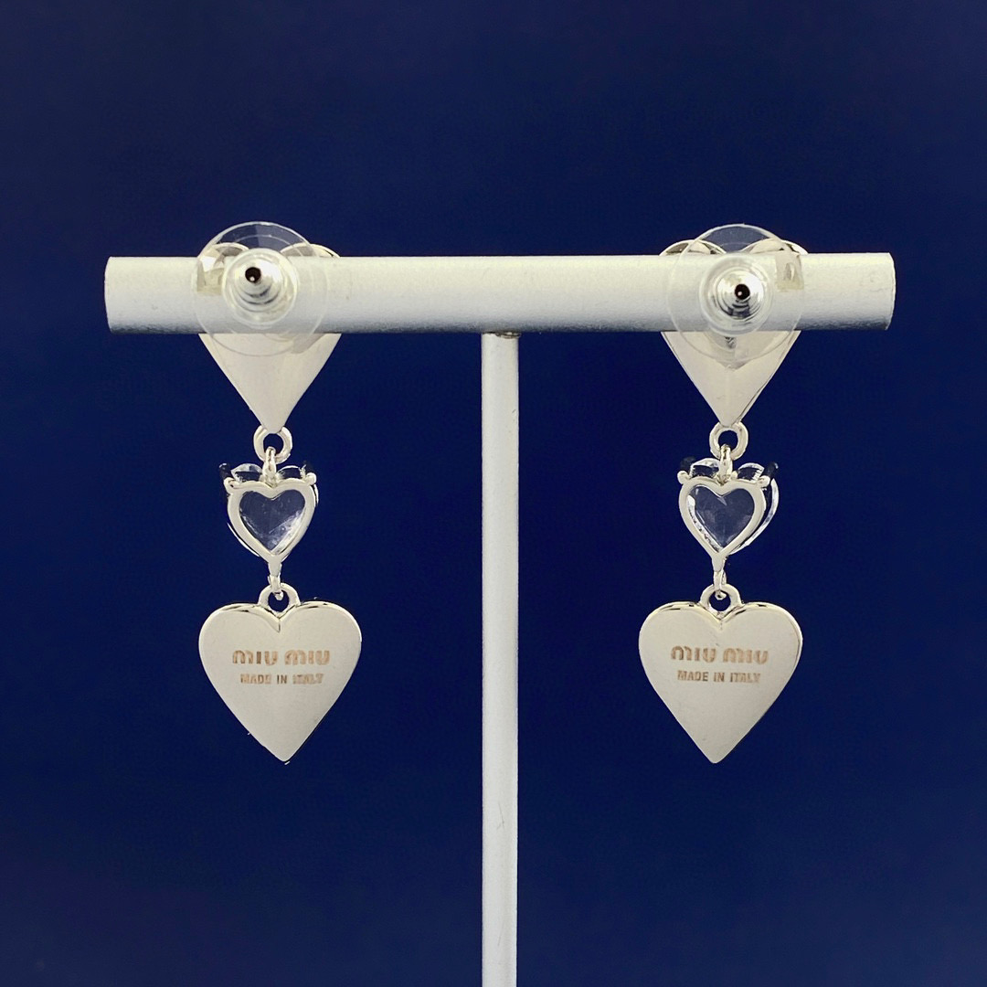 MME042 Metal Miu miu heart drop earrings - ccjewelryacc