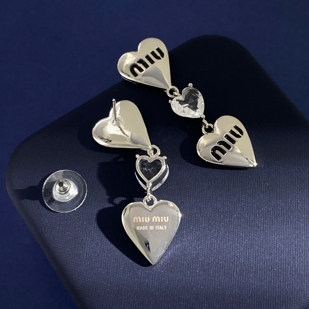 MME042 Metal Miu miu heart drop earrings - ccjewelryacc