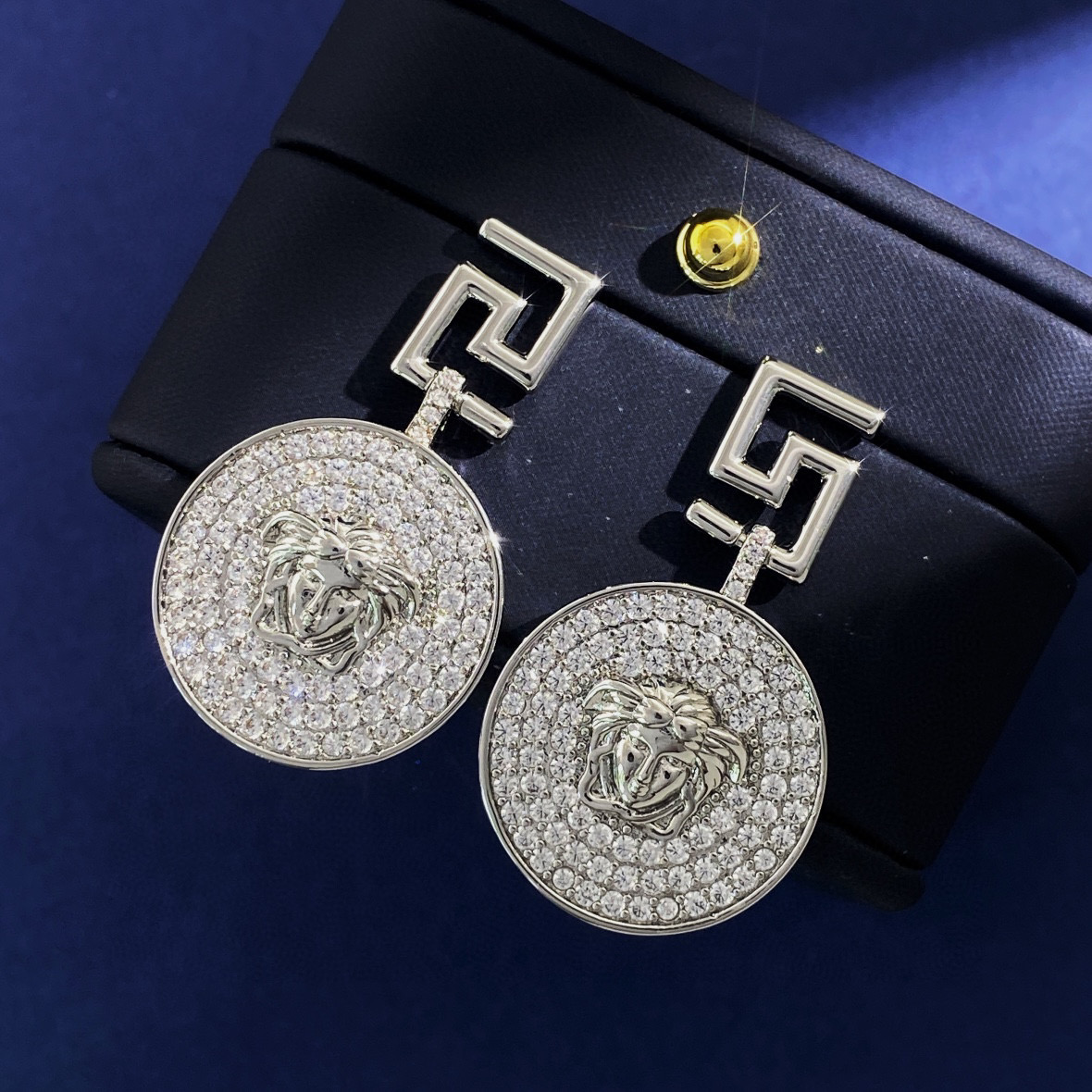 VSE056 Versace medusa earrings silver with crystal - ccjewelryacc