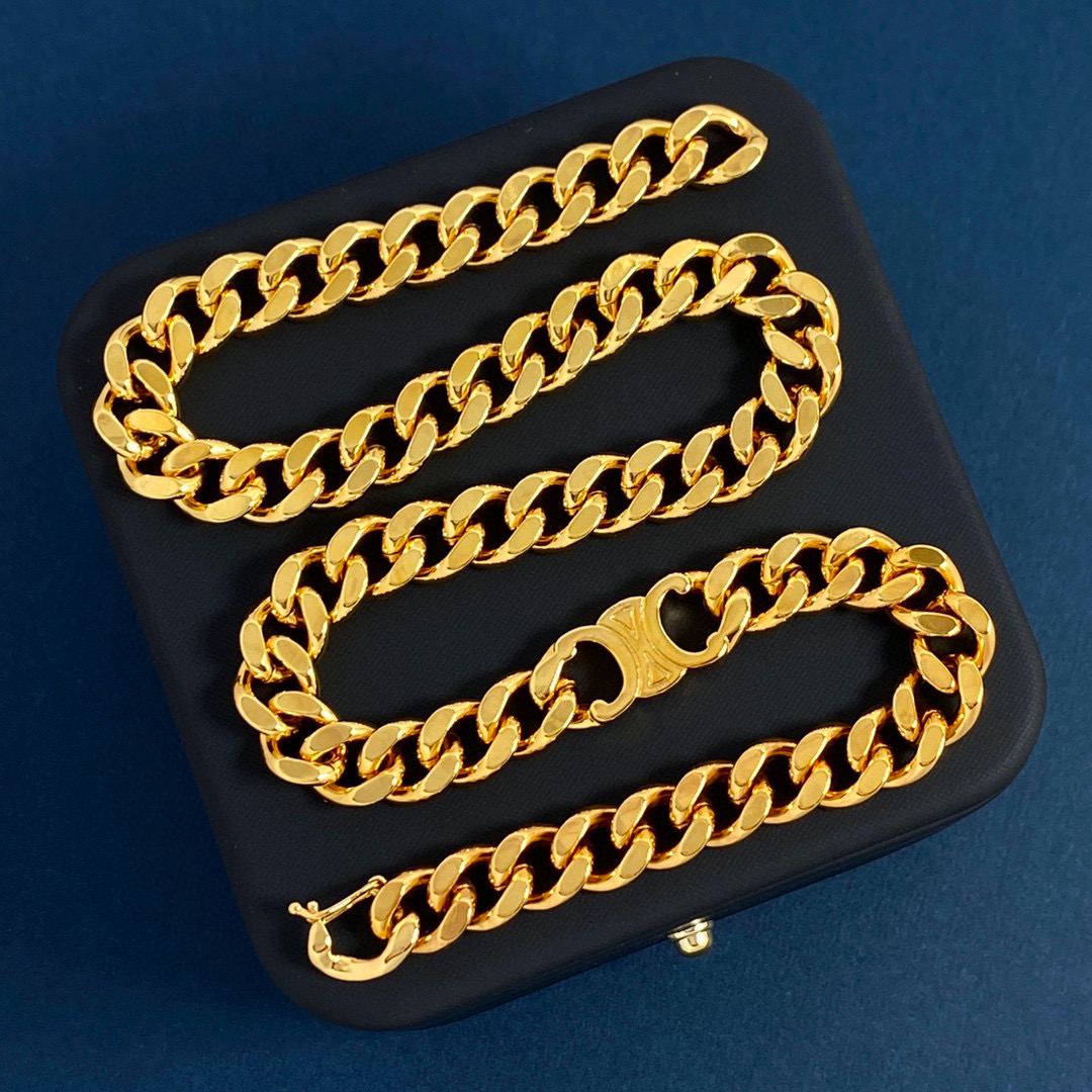 CLN030 celine chunky gold necklace - ccjewelryacc