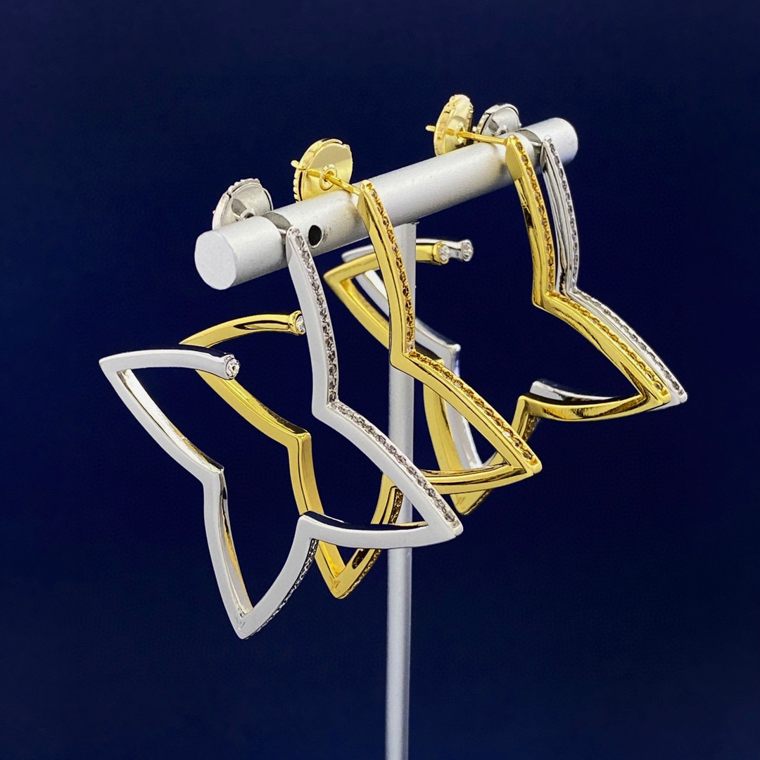 LVE049 Vuitton Ombre Blossom XL Hoops earring in metal - ccfashionjewelry