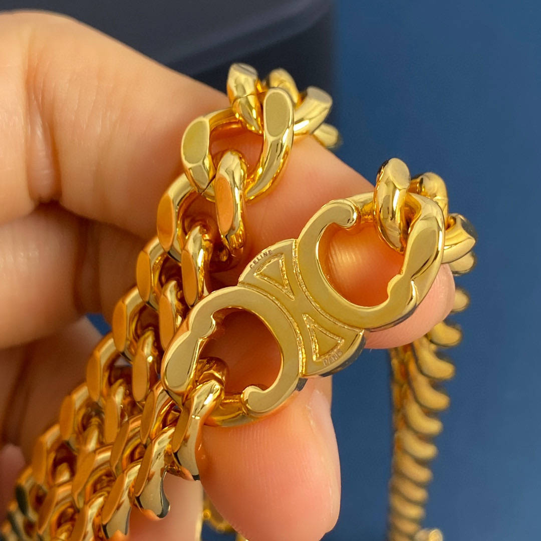 CLN030 celine chunky gold necklace - ccjewelryacc