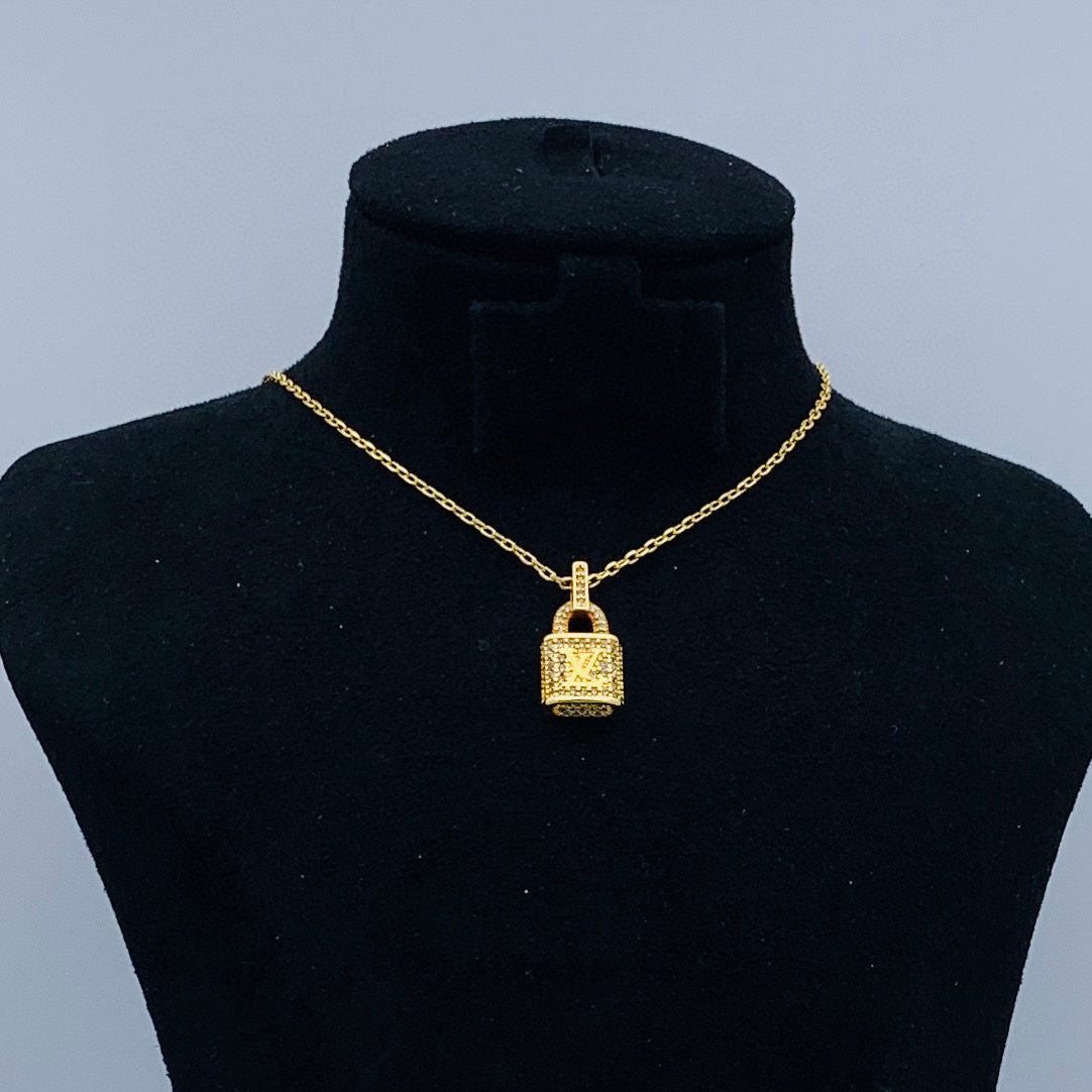 LVN096 Designer Monogram Blade Diamond Necklace For Men - ccfashionjewelry