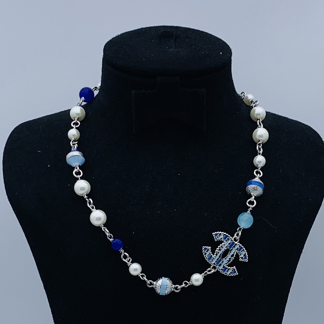 CCN257 24P CC pink pearl choker necklace - ccjewelryacc