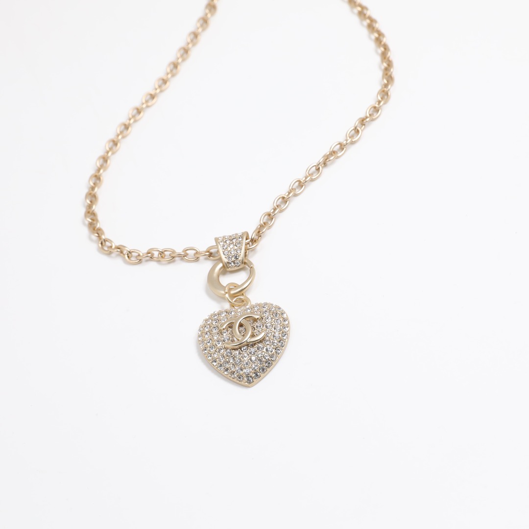 CCN406 Full Diamond Heart pendant necklace - ccjewelryacc