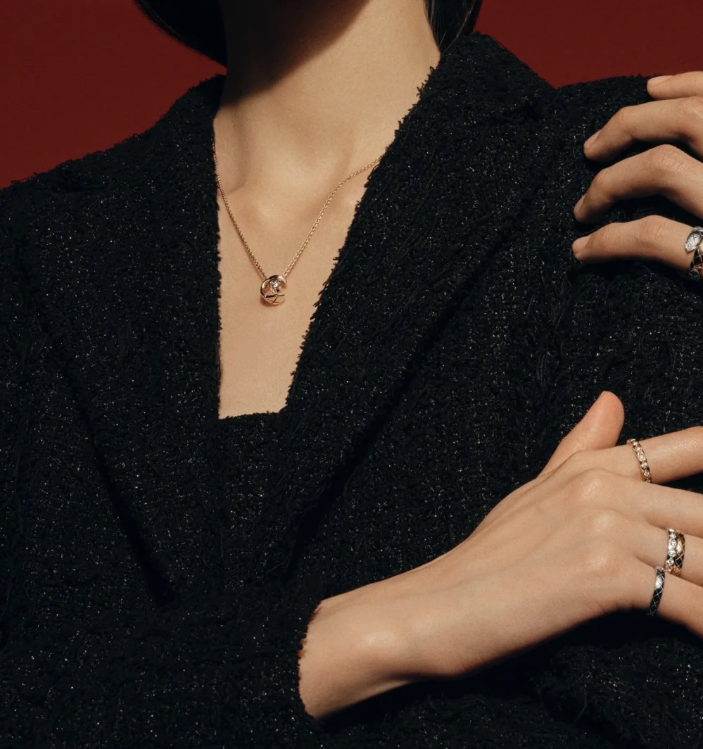 CCN258 Coco crush Quilted motif pendant Necklace - ccjewelryacc