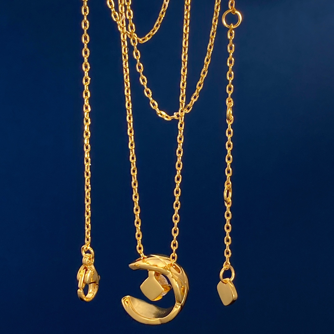 CCN258 Coco crush Quilted motif pendant Necklace - ccjewelryacc