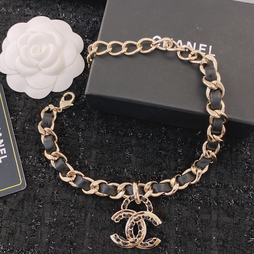 CCN412 CC Metal leather choker necklace - ccjewelryacc