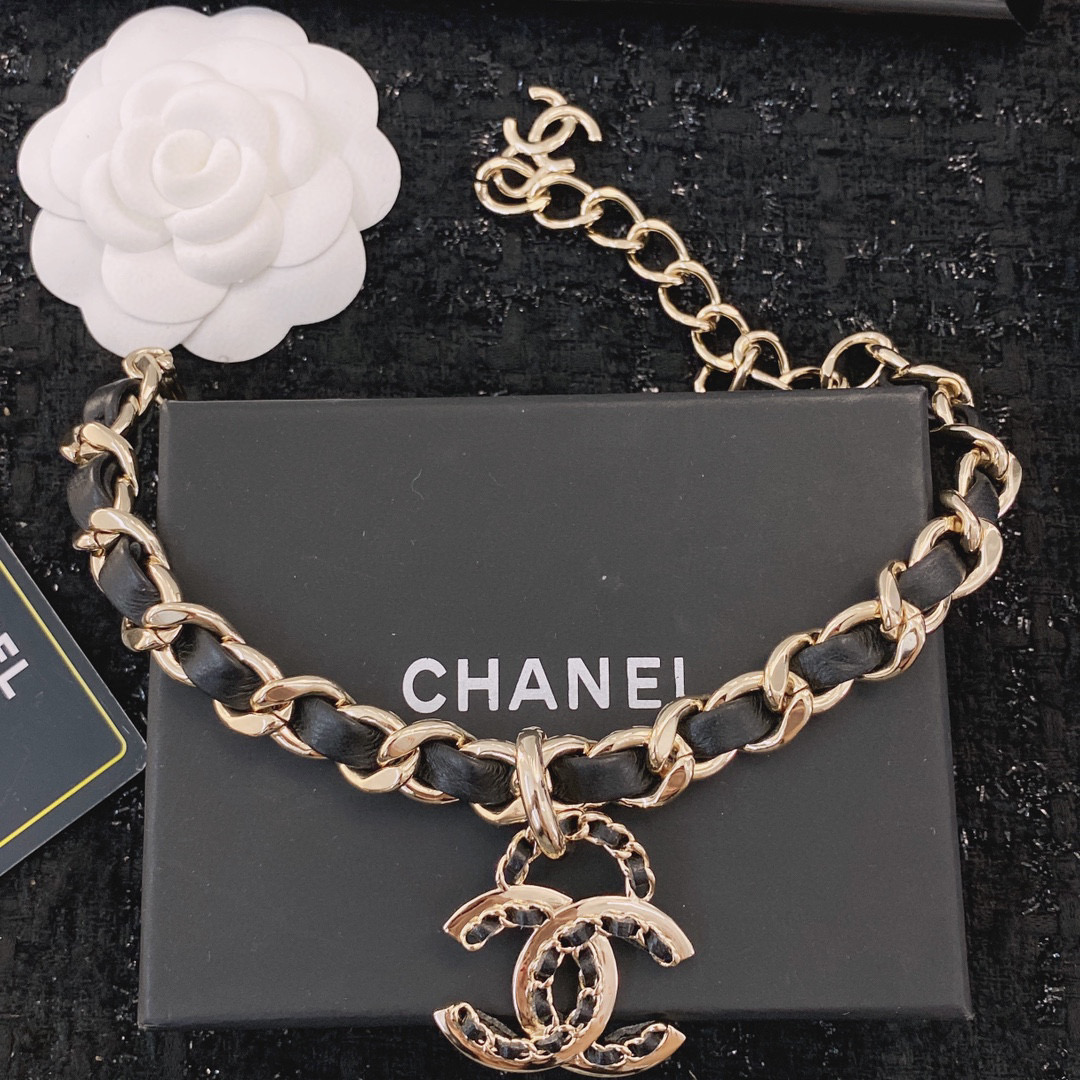 CCN412 CC Metal leather choker necklace - ccjewelryacc