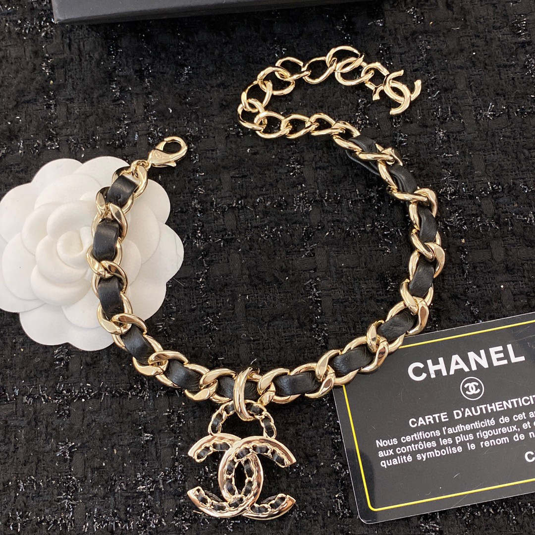 CCN412 CC Metal leather choker necklace - ccjewelryacc