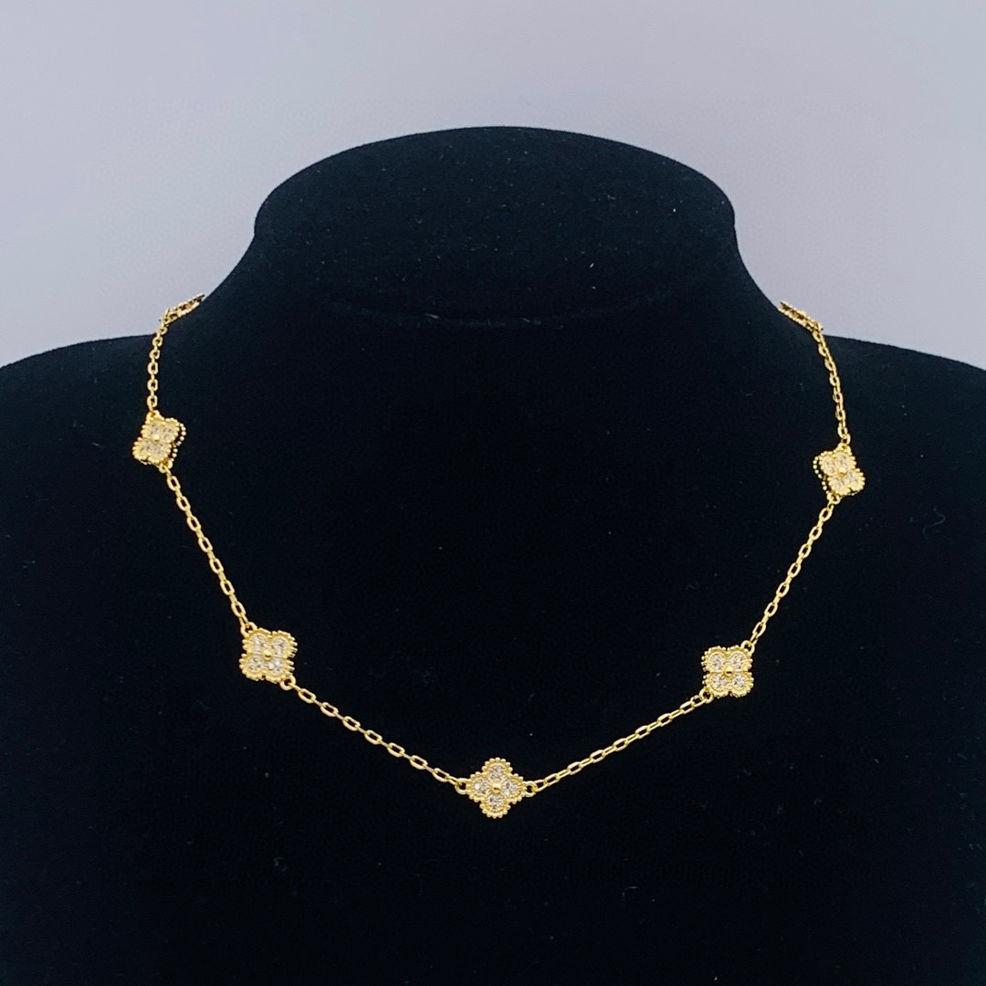 VCN076 Mini VCA 10 Motif Vintage Alhambra Necklace - ccfashionjewelry