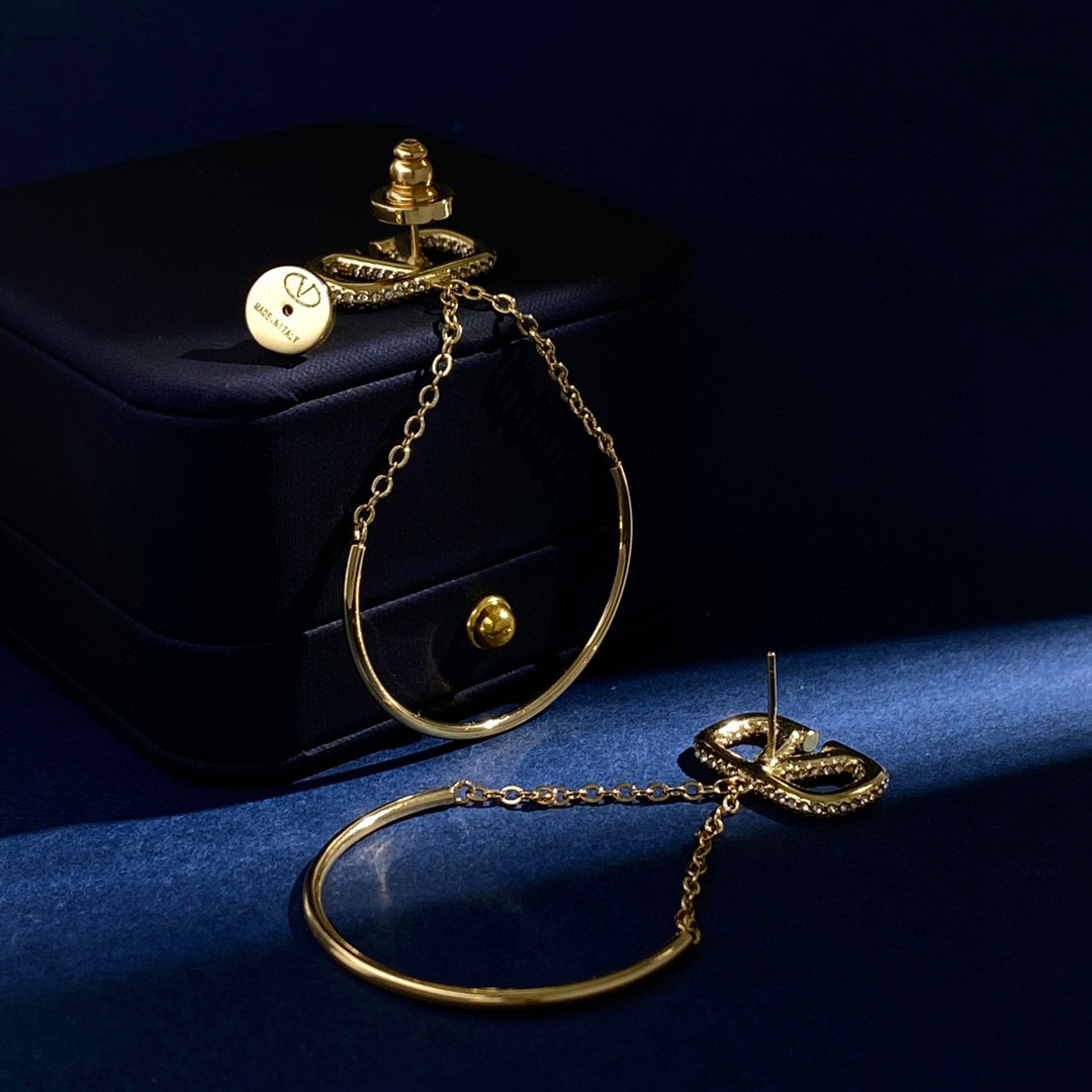 VTE072 Vlogo signature metal earrings - ccjewelryacc