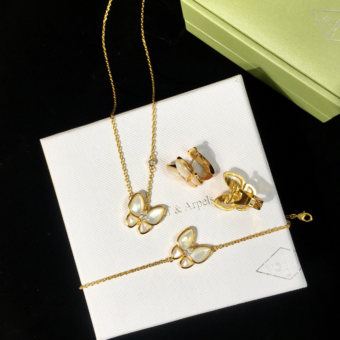 VCT004 van cleef two butterfly series necklace bracelet earring clip Jewelry Set - ccjewelryacc