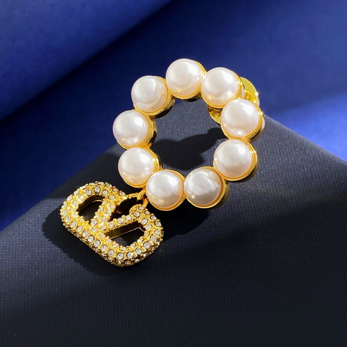 VTE097 Vlogo signature earrings with pearls drop earrings - ccjewelryacc