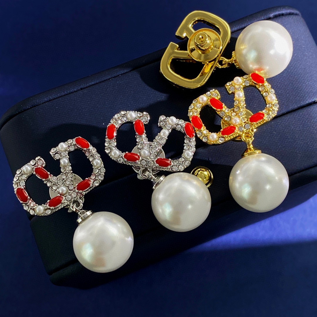 VTE040 valentino pearl drop earrings - ccjewelryacc
