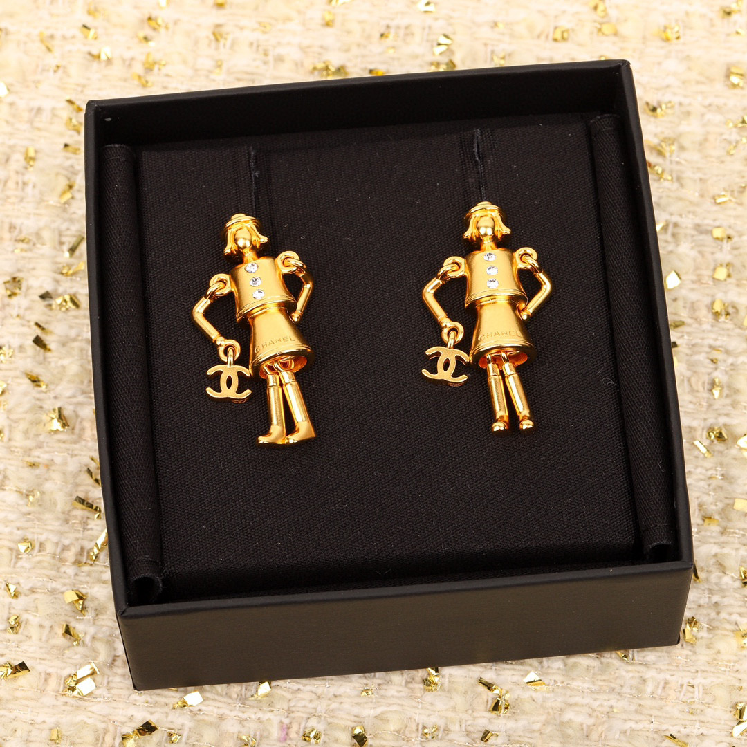 CCE740 CC Vintage Gold COCO Lady stud earrings - ccjewelryacc