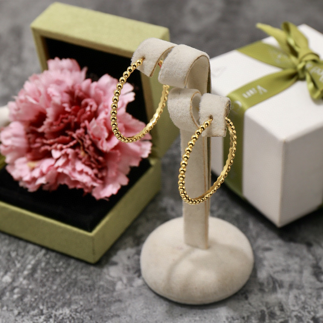 VCE009 VCA Perlée pearls of gold hoop earrings, large model - ccjewelryacc