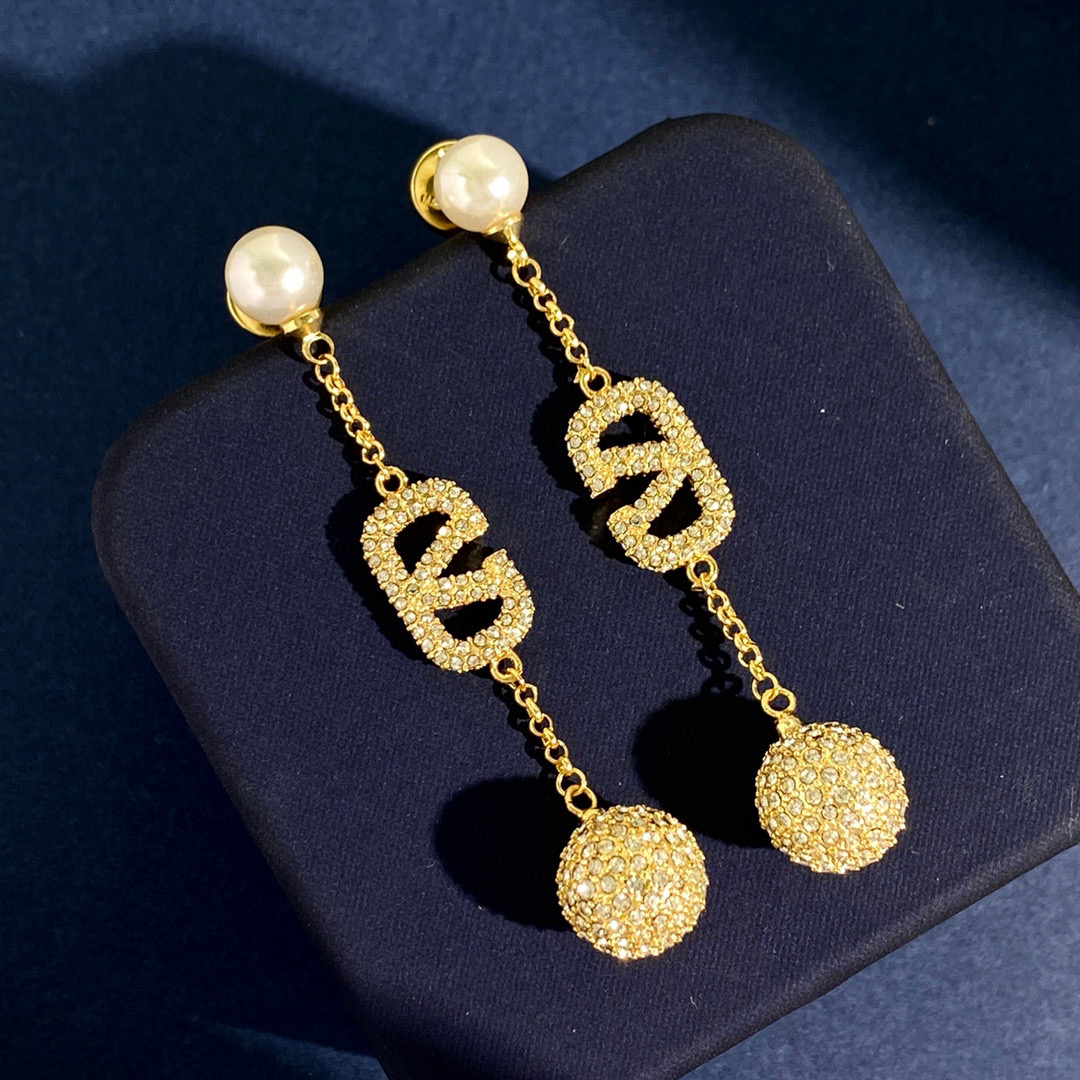 VTE081 Valentino vlogo signature tassels earrings in metal and crystal - ccjewelryacc