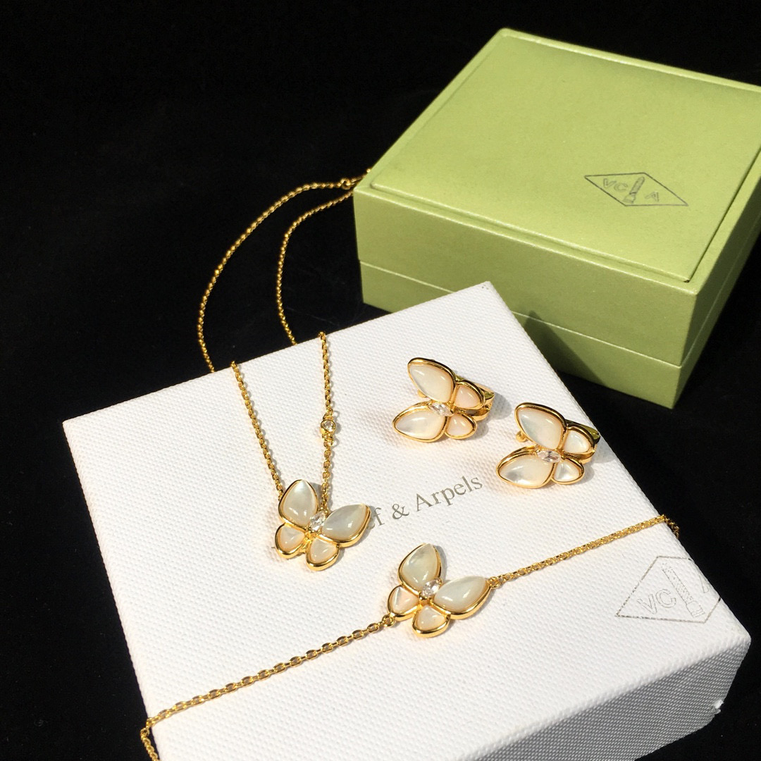 VCT004 van cleef two butterfly series necklace bracelet earring clip Jewelry Set - ccjewelryacc
