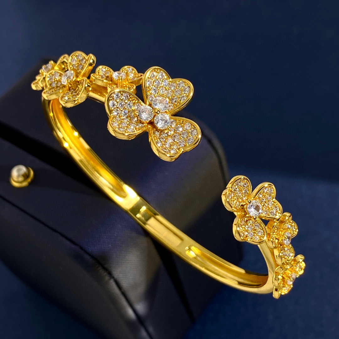 VCS022 Full crystal diamond VCA Frivole bracelet, 7 flowers, medium model - ccjewelryacc