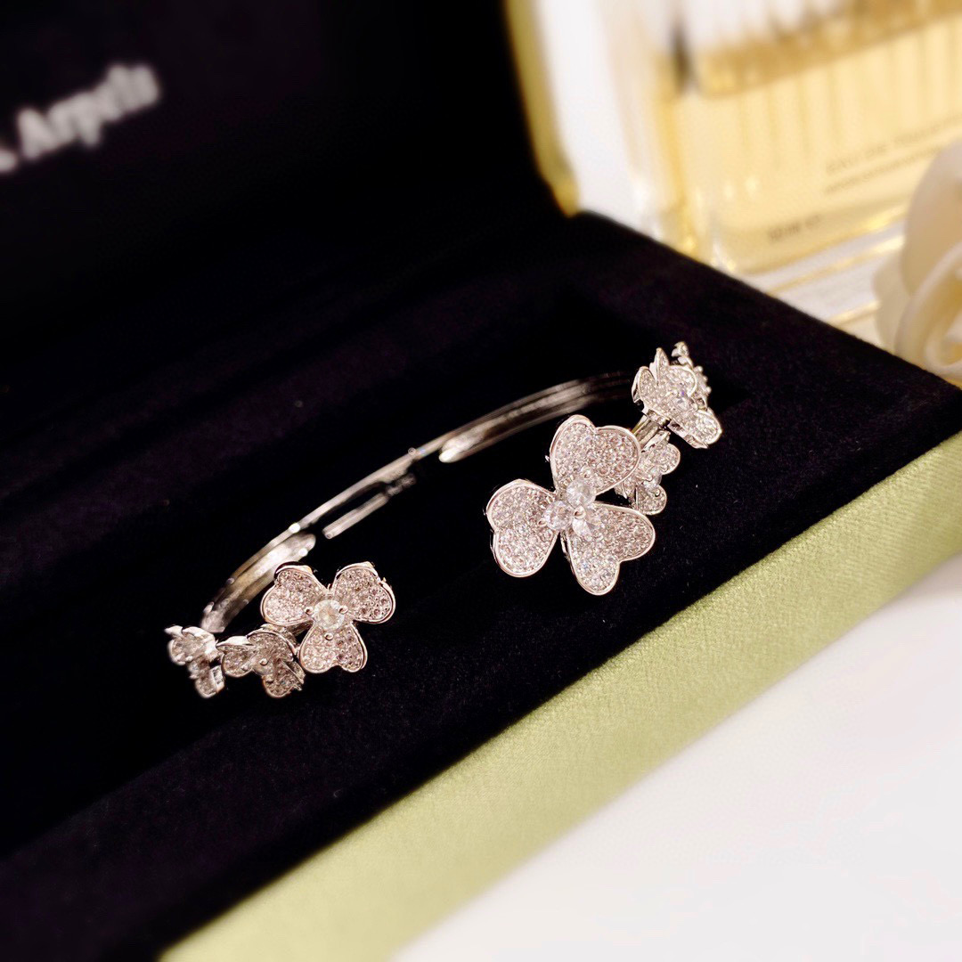 VCS022 Full crystal diamond VCA Frivole bracelet, 7 flowers, medium model - ccjewelryacc