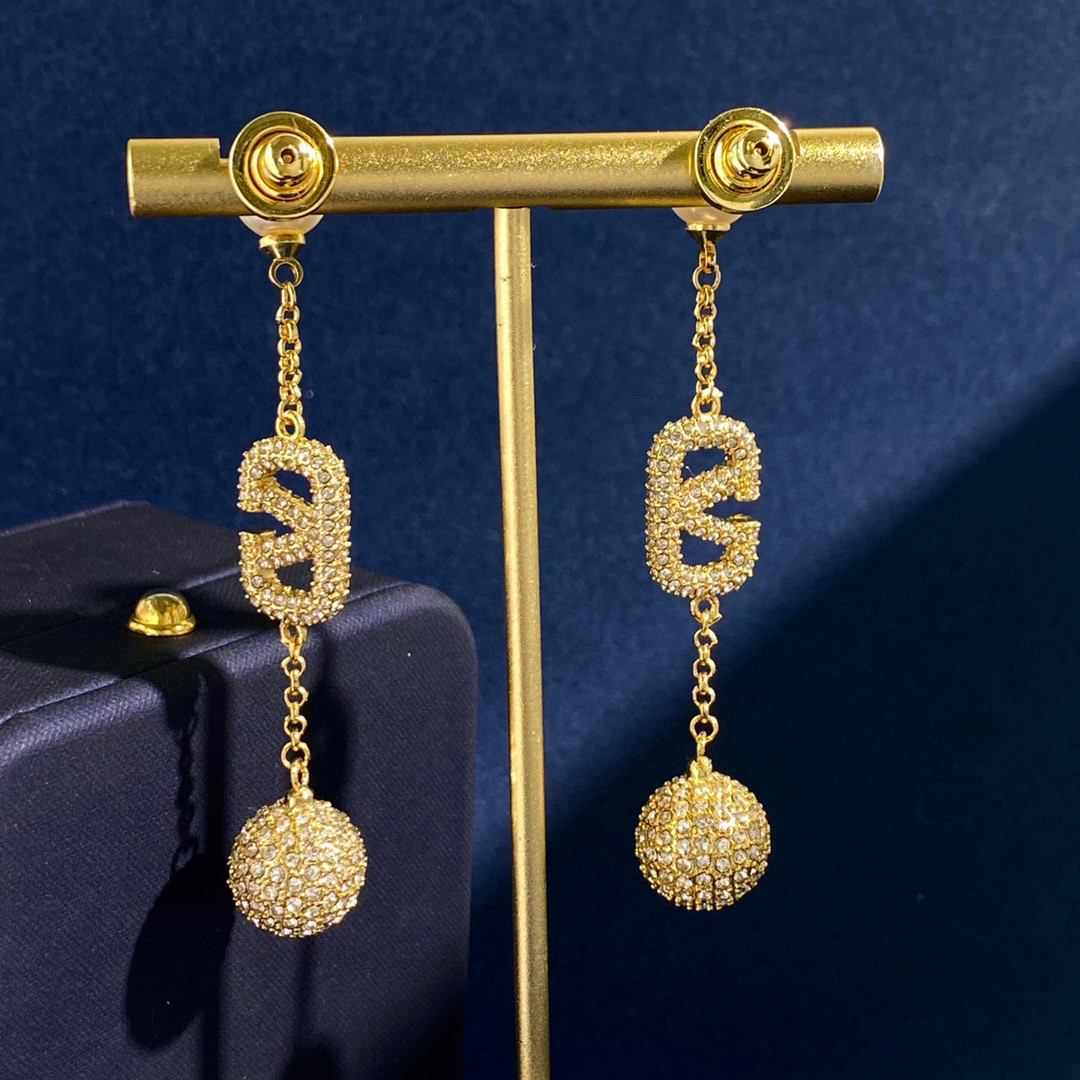 VTE081 Valentino vlogo signature tassels earrings in metal and crystal - ccjewelryacc