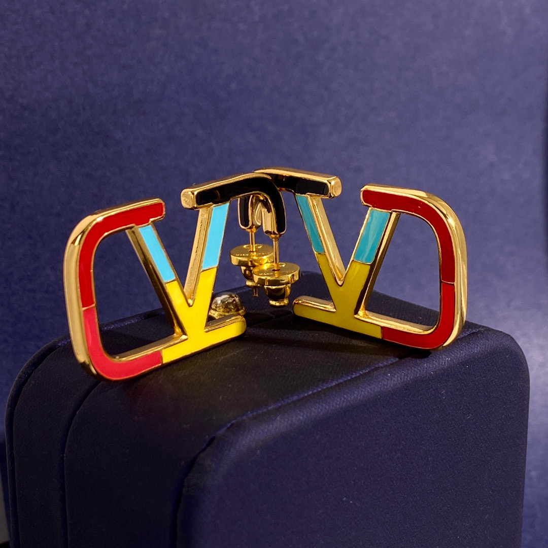VTE106 Multicoloured vlogo signature hoop earrings - ccjewelryacc