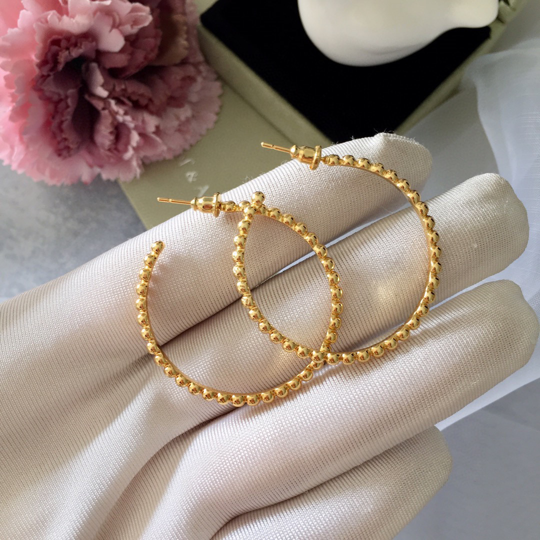 VCE009 VCA Perlée pearls of gold hoop earrings, large model - ccjewelryacc