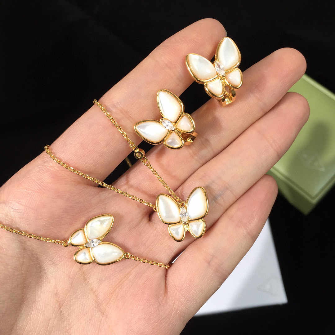 VCT004 van cleef two butterfly series necklace bracelet earring clip Jewelry Set - ccjewelryacc