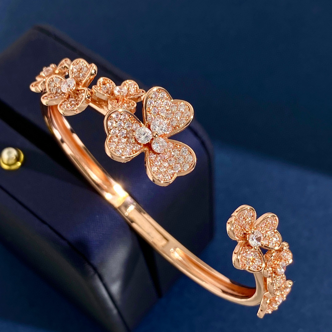 VCS022 Full crystal diamond VCA Frivole bracelet, 7 flowers, medium model - ccjewelryacc