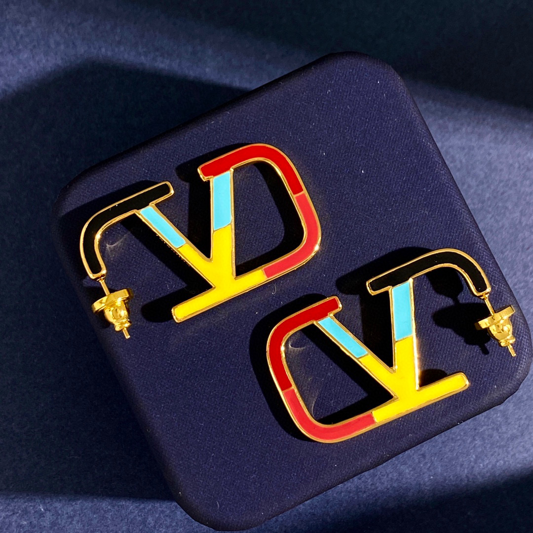 VTE106 Multicoloured vlogo signature hoop earrings - ccjewelryacc