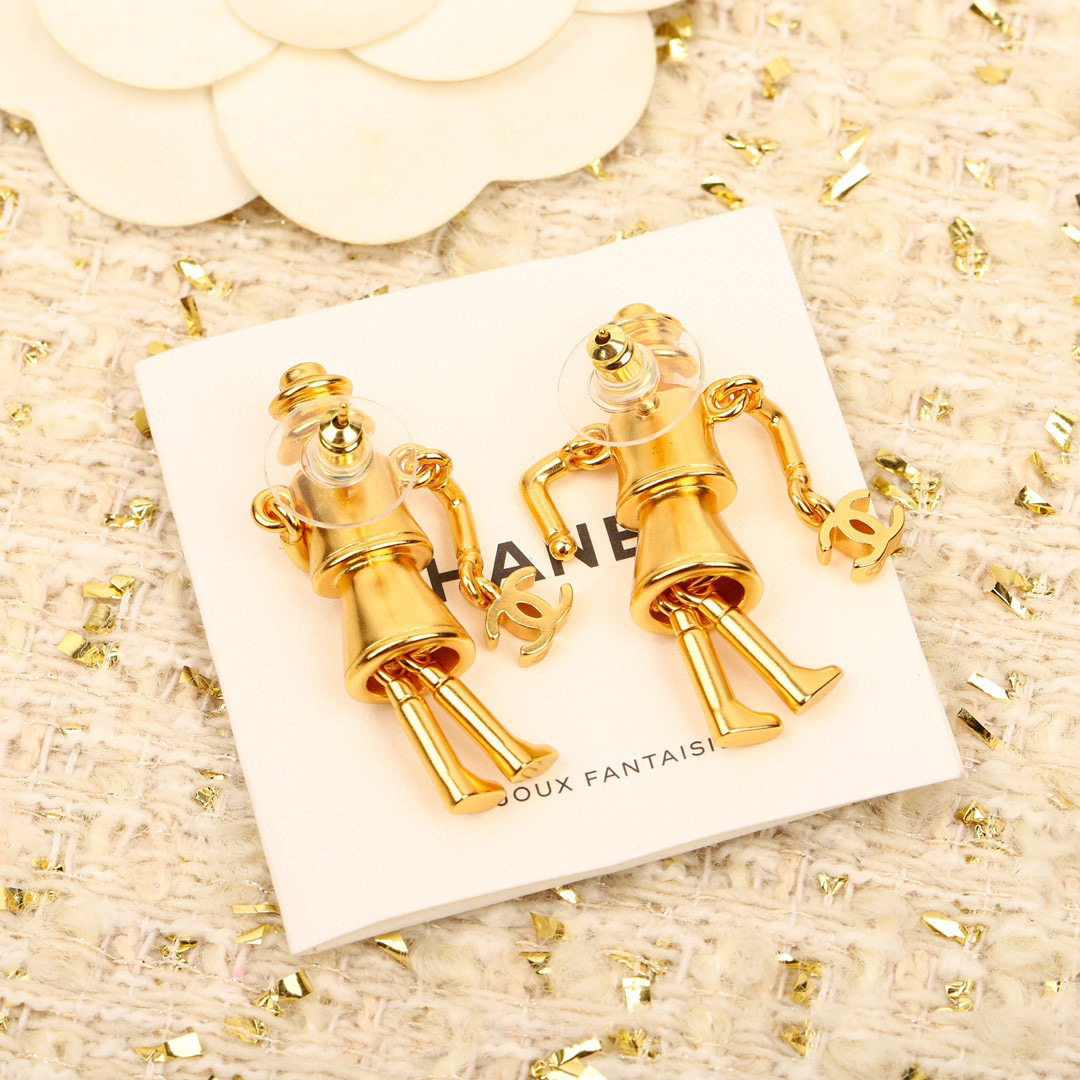 CCE740 CC Vintage Gold COCO Lady stud earrings - ccjewelryacc