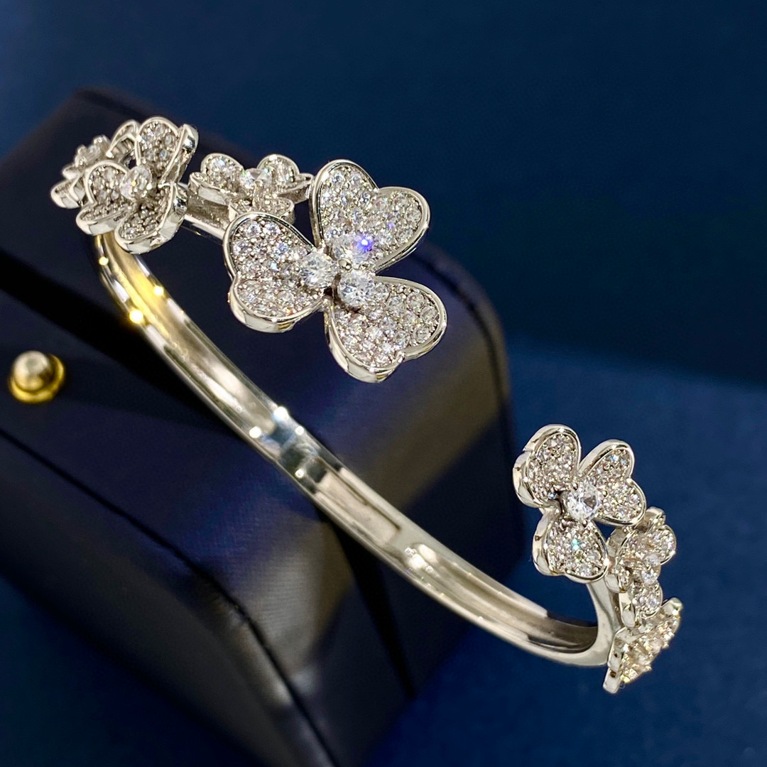 VCS022 Full crystal diamond VCA Frivole bracelet, 7 flowers, medium model - ccjewelryacc