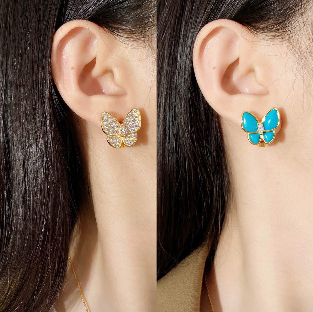 VCT005 Van cleef turquoise two butterfly series necklace bracelet earring ring jewelry set - ccjewelryacc