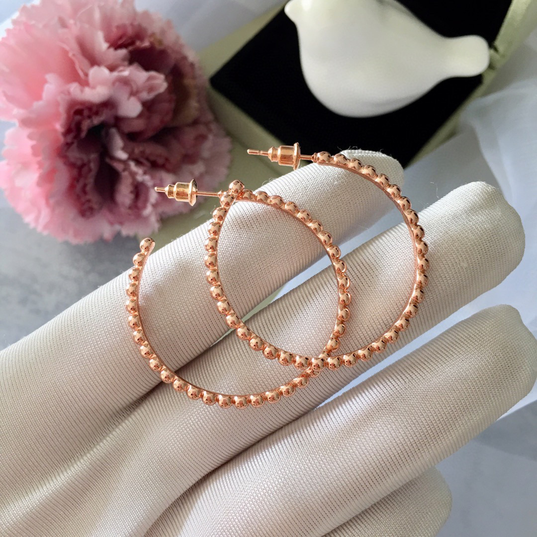 VCE009 VCA Perlée pearls of gold hoop earrings, large model - ccfashionjewelry