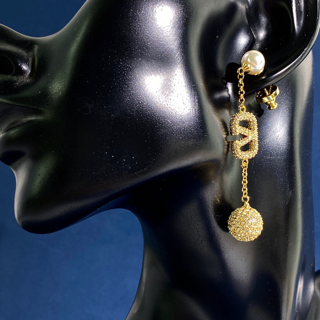 VTE081 Valentino vlogo signature tassels earrings in metal and crystal - ccjewelryacc