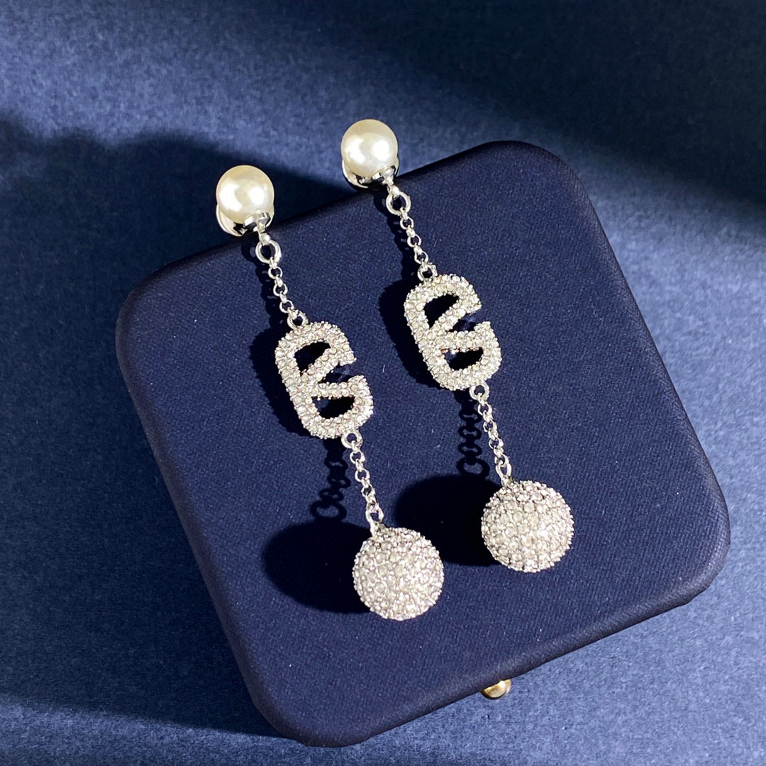 VTE081 Valentino vlogo signature tassels earrings in metal and crystal - ccjewelryacc