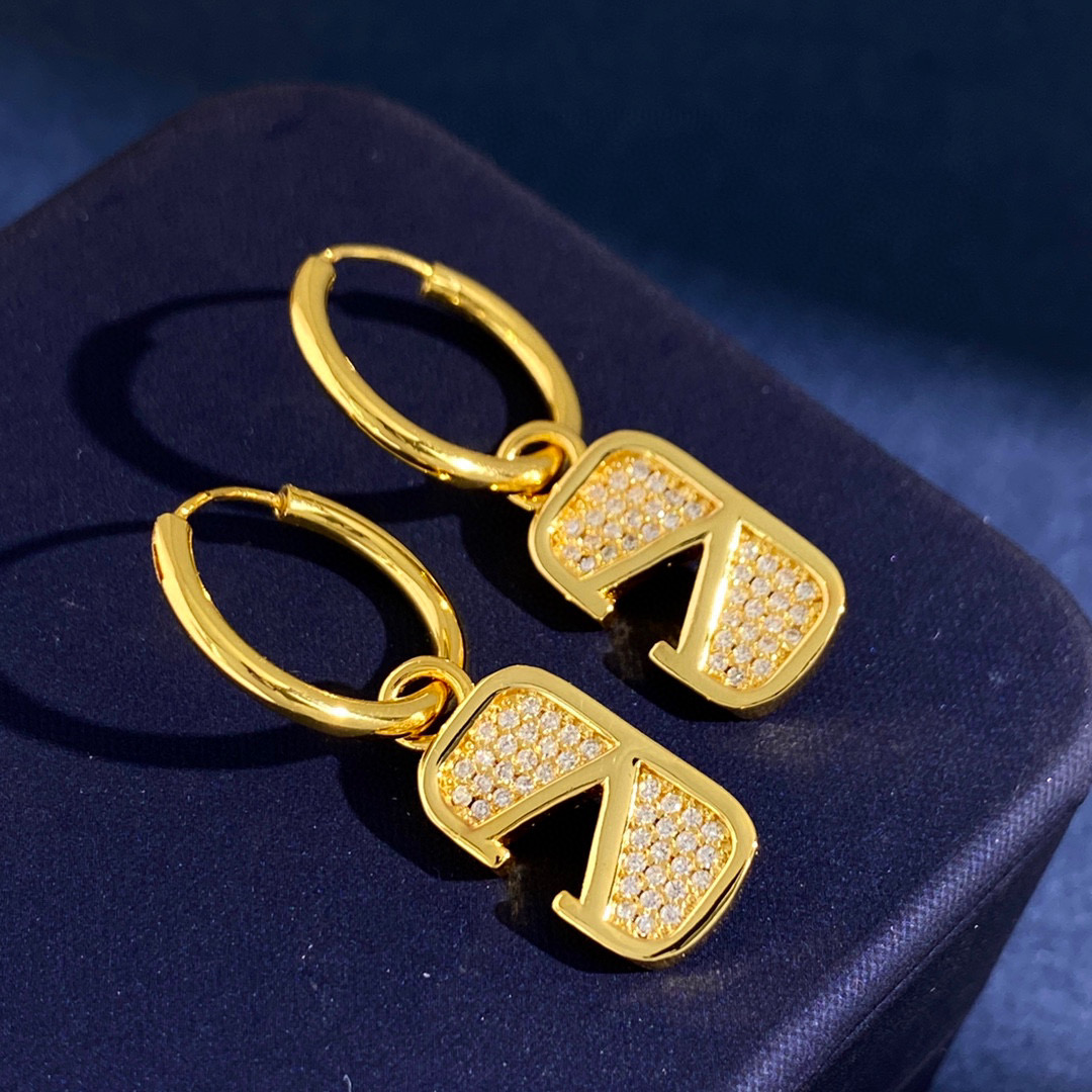 VTE103 V Logo drop Earrings - ccjewelryacc