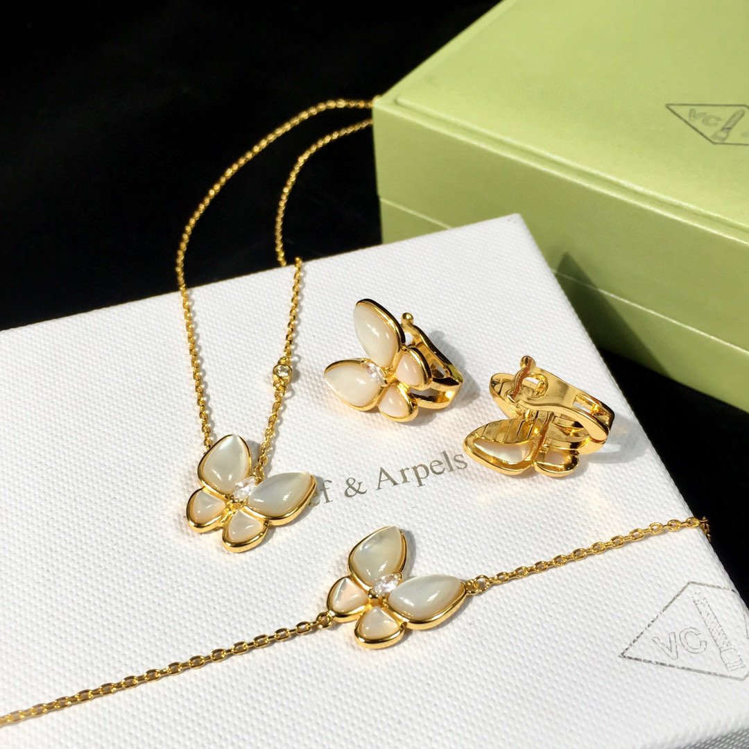 VCT004 van cleef two butterfly series necklace bracelet earring clip Jewelry Set - ccjewelryacc