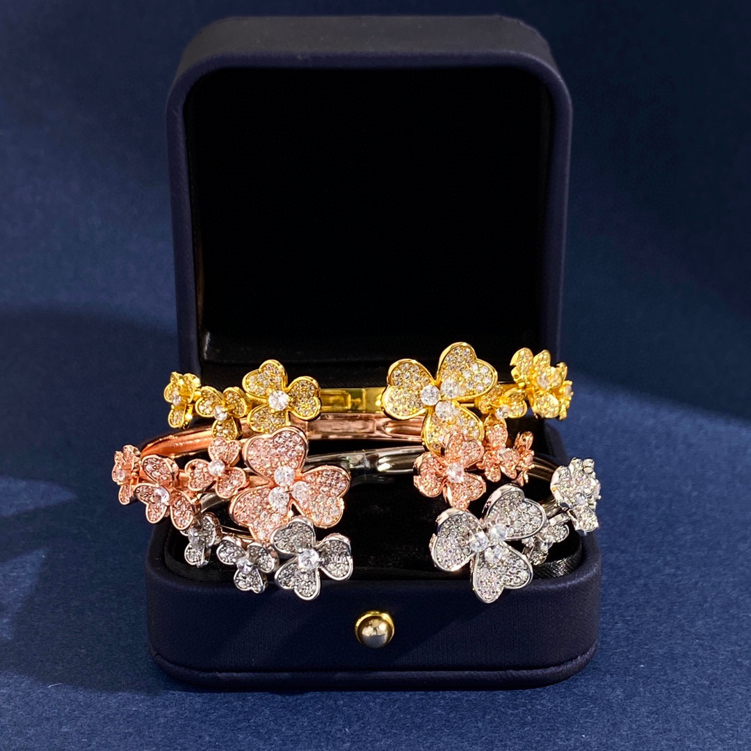 VCS022 Full crystal diamond VCA Frivole bracelet, 7 flowers, medium model - ccjewelryacc