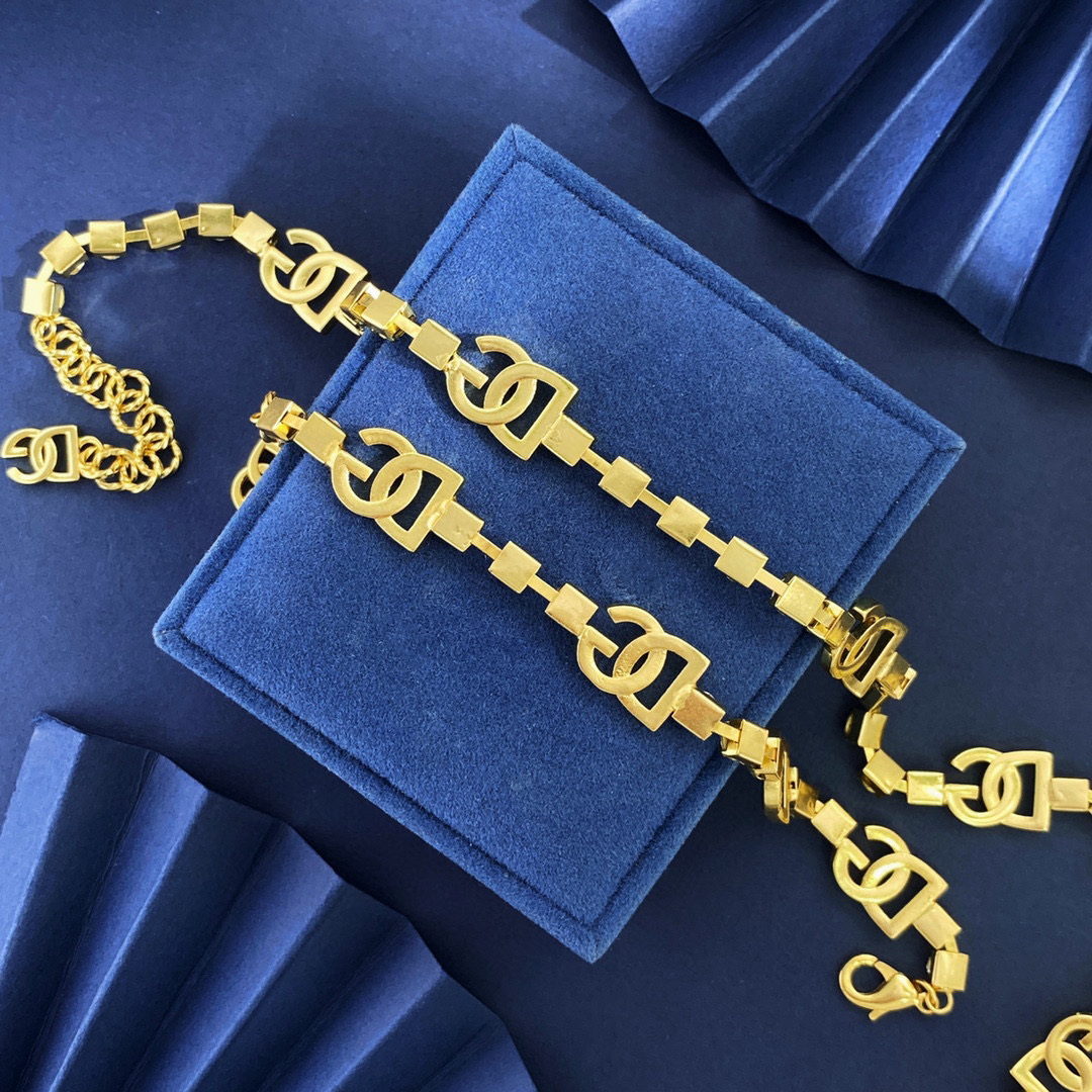 DGT004 DG logo crystal tennis necklace bracelet set - ccjewelryacc