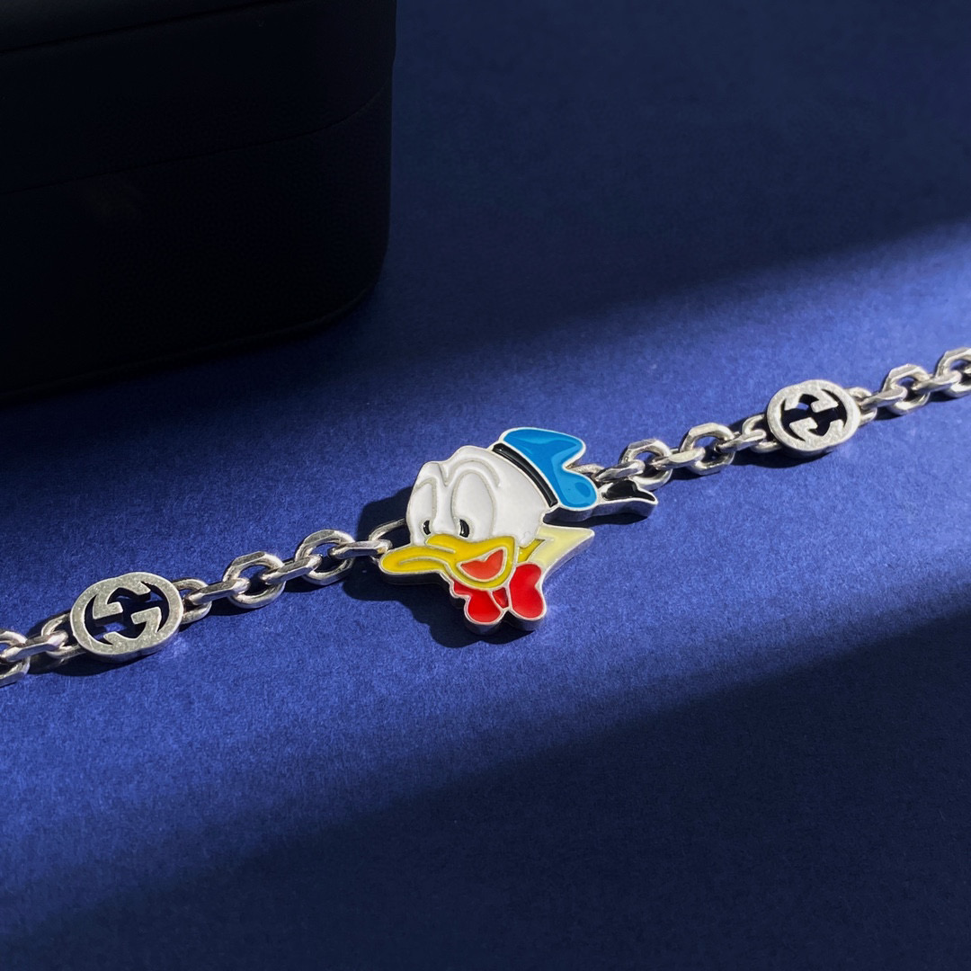 GGS036 GG Disney joint Donald Duck pendant metal double G letter interlocking chain bracelet - ccjewelryacc