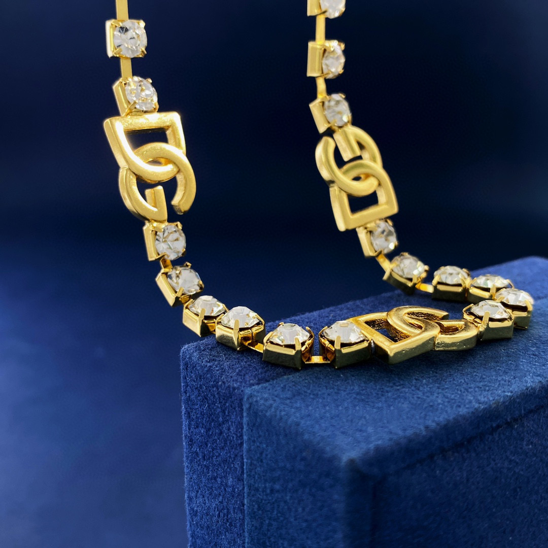 DGT004 DG logo crystal tennis necklace bracelet set - ccjewelryacc