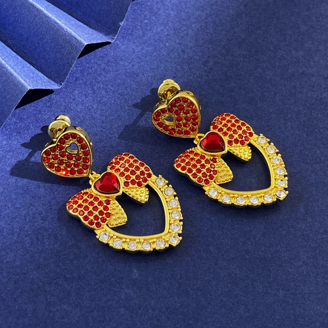 DGE032 DOLCE & Gabbana bow Heart logo drop earrings - ccjewelryacc