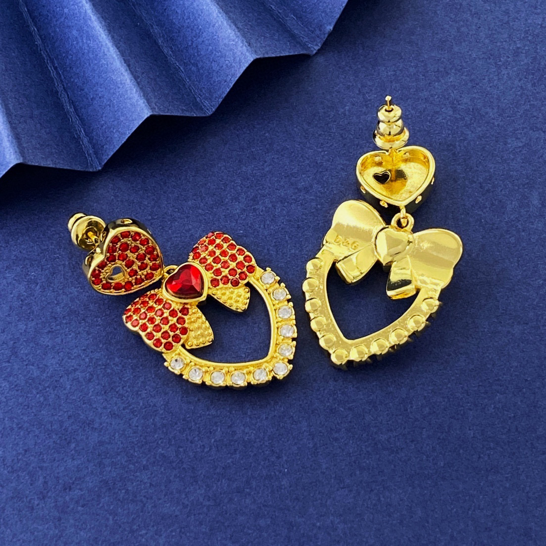DGE032 DOLCE & Gabbana bow Heart logo drop earrings - ccjewelryacc