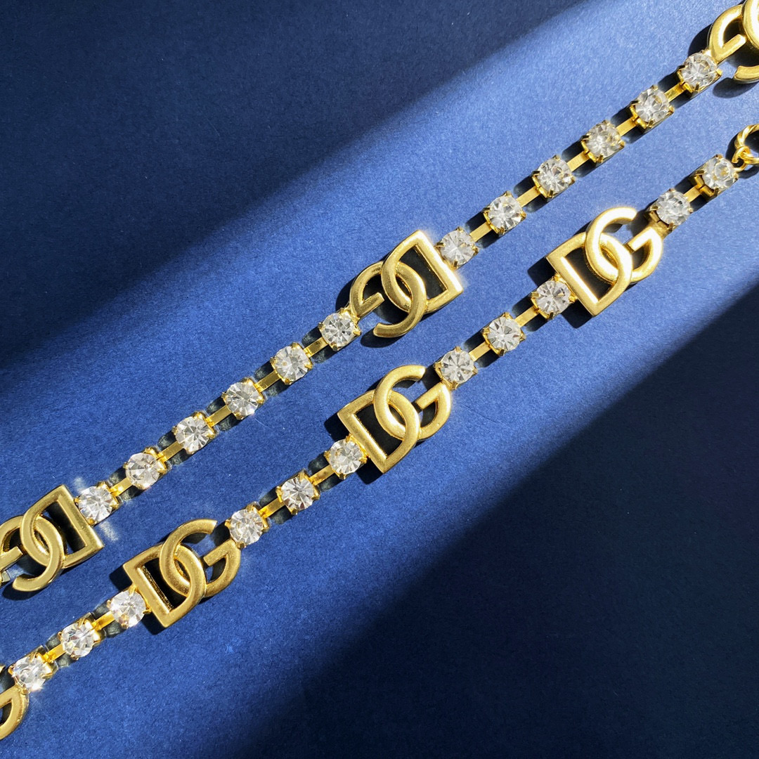 DGT004 DG logo crystal tennis necklace bracelet set - ccjewelryacc