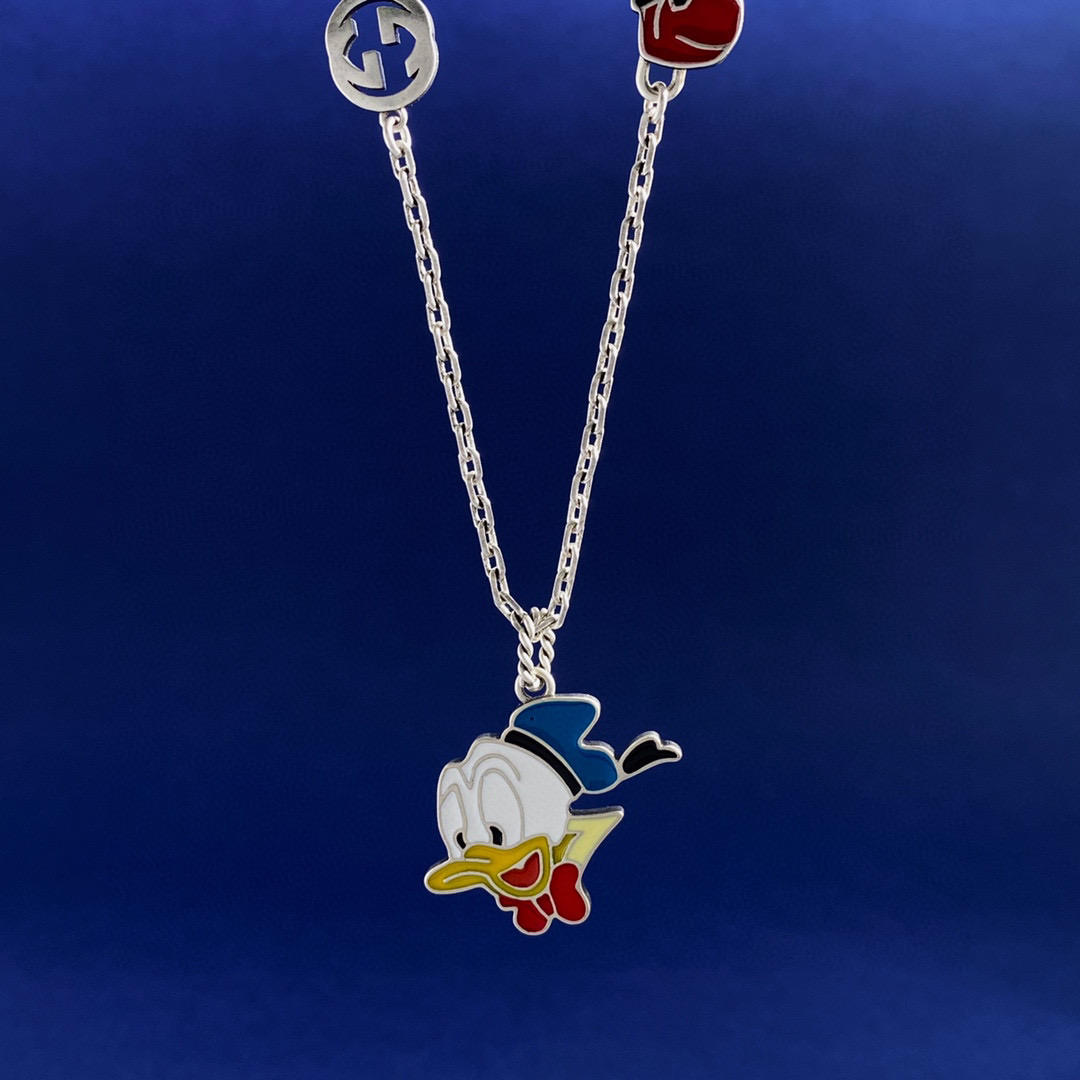 GGN049 GG Disney joint Donald Duck pendant metal double G letter interlocking chain - ccjewelryacc
