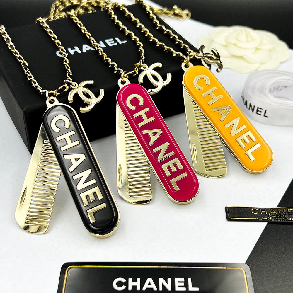 CCL059 CC comb Pendant necklace sweater chain - ccjewelryacc