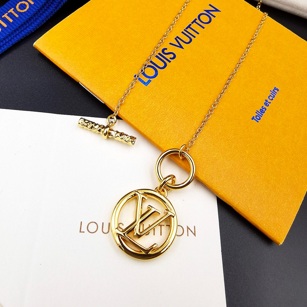 LVN100 Baby Louise T shape VL Circle pendant necklace - ccfashionjewelry