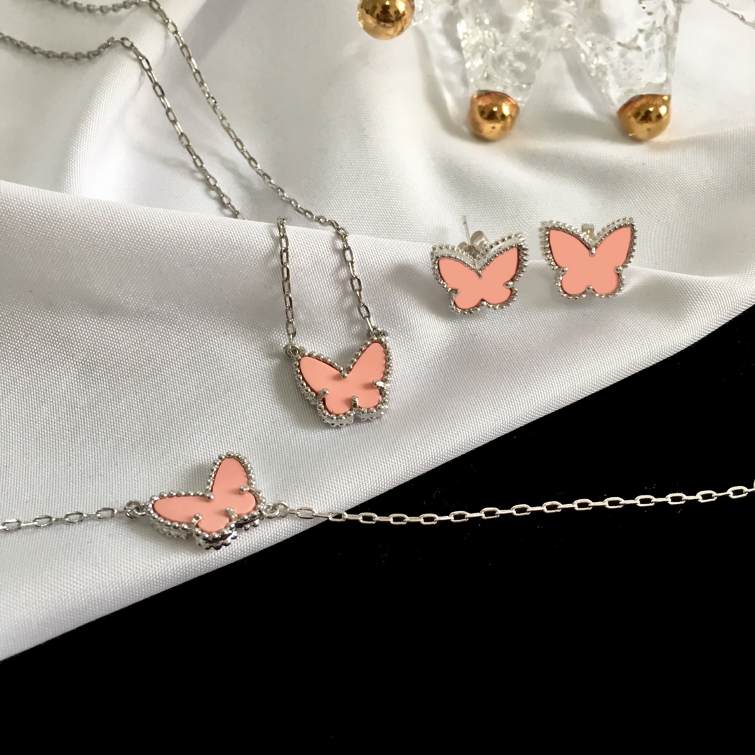 VCT011 Van cleef Lucky Alhambra butterfly pendant necklace bracelet earring stud jewelry set - ccjewelryacc